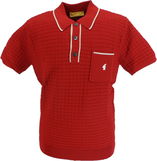 Gabicci Mens Cherry Red Archive Roy Knitted Polo Shirt