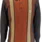 Gabicci Mens Clove Brown Searle Multi Stripe Knitted Polo
