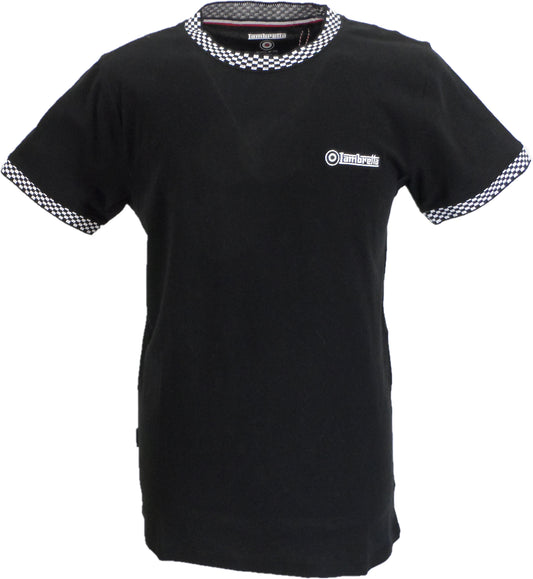 Lambretta Mens Black Two Tone Ringer Retro T Shirt