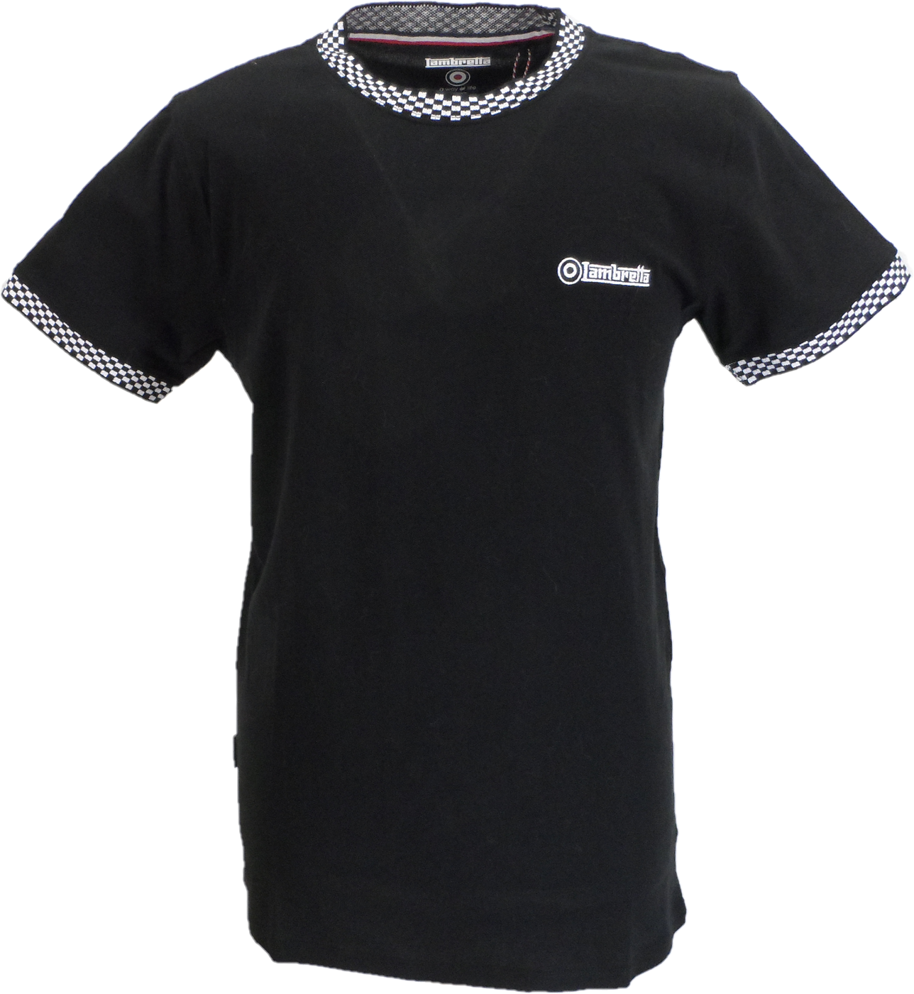 Lambretta Mens Black Two Tone Ringer Retro T Shirt