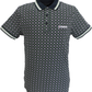 Lambretta Mens Navy Blue Geometric Print Cotton Polo Shirts