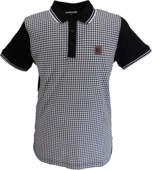 Lambretta Mens Black/White Houndstooth Polo Shirts