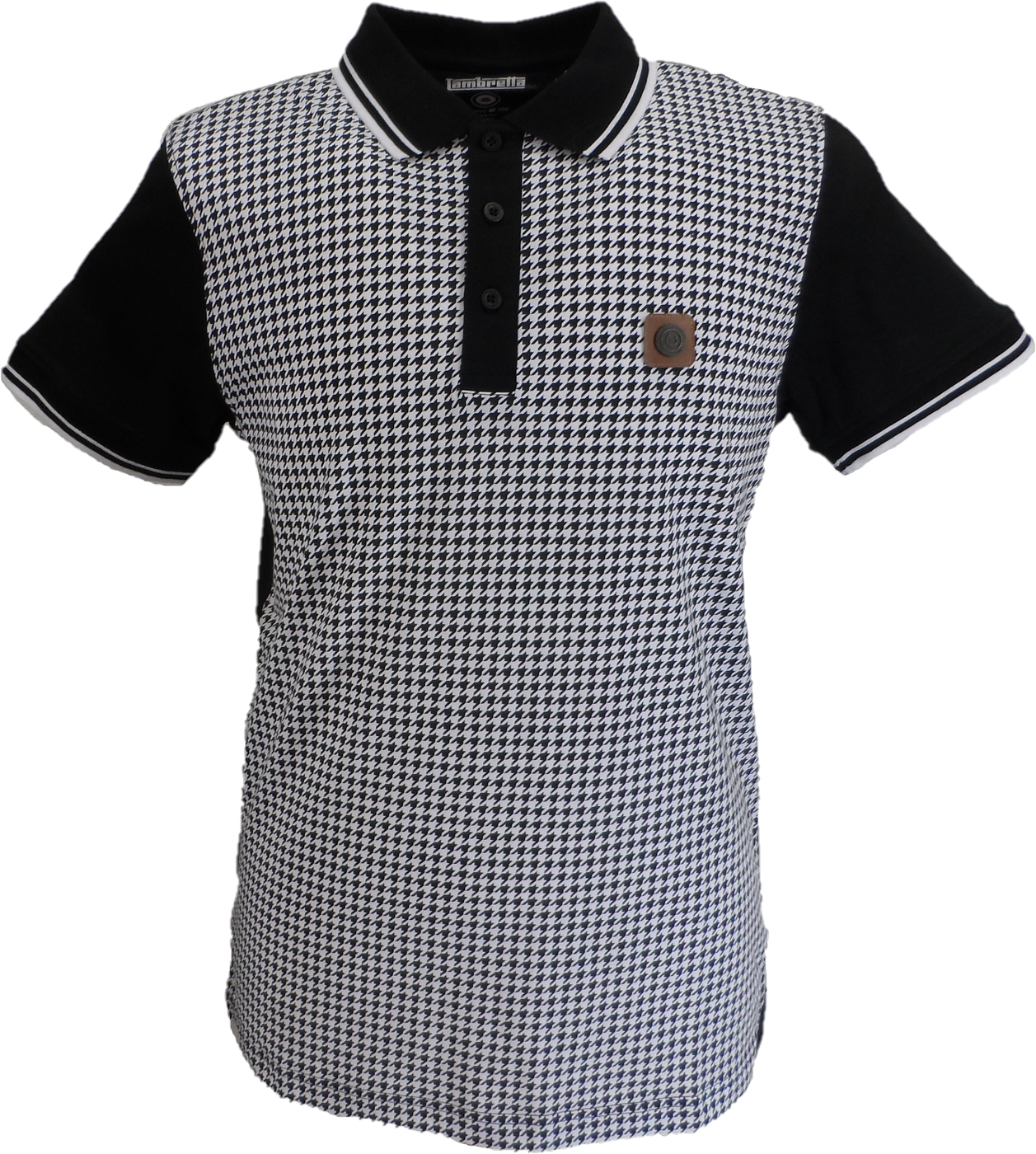 Lambretta Mens Black/White Houndstooth Polo Shirts