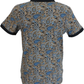 Lambretta Navy/Smoke Blue Paisley Print Polo Shirts