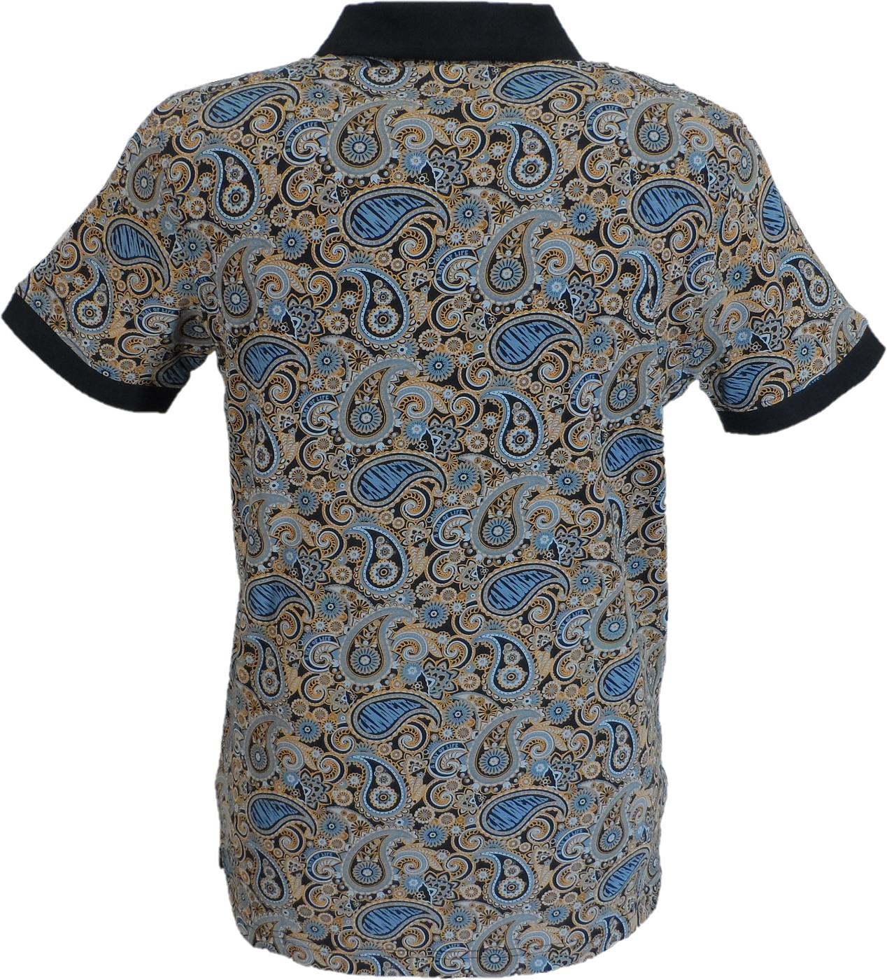 Lambretta Navy/Smoke Blue Paisley Print Polo Shirts