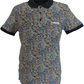 Lambretta Navy/Smoke Blue Paisley Print Polo Shirts