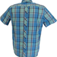 Trojan Mens Cobalt Blue Check Short Sleeved Shirts and Pocket Square