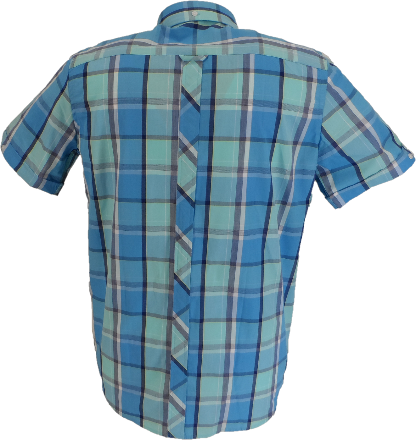 Trojan Mens Cobalt Blue Check Short Sleeved Shirts and Pocket Square