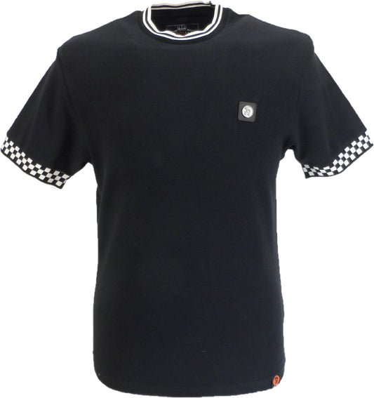 Trojan Mens Black Chequerboard Trim Pique T Shirt