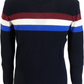Trojan Mens Navy Blue Zip Up Stripe Cardigan