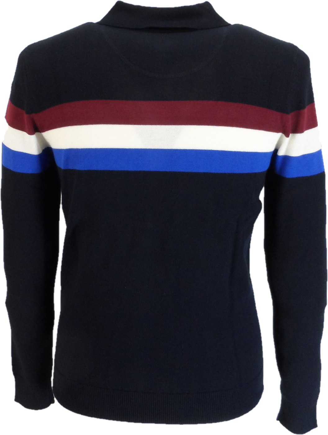 Trojan Mens Navy Blue Zip Up Stripe Cardigan