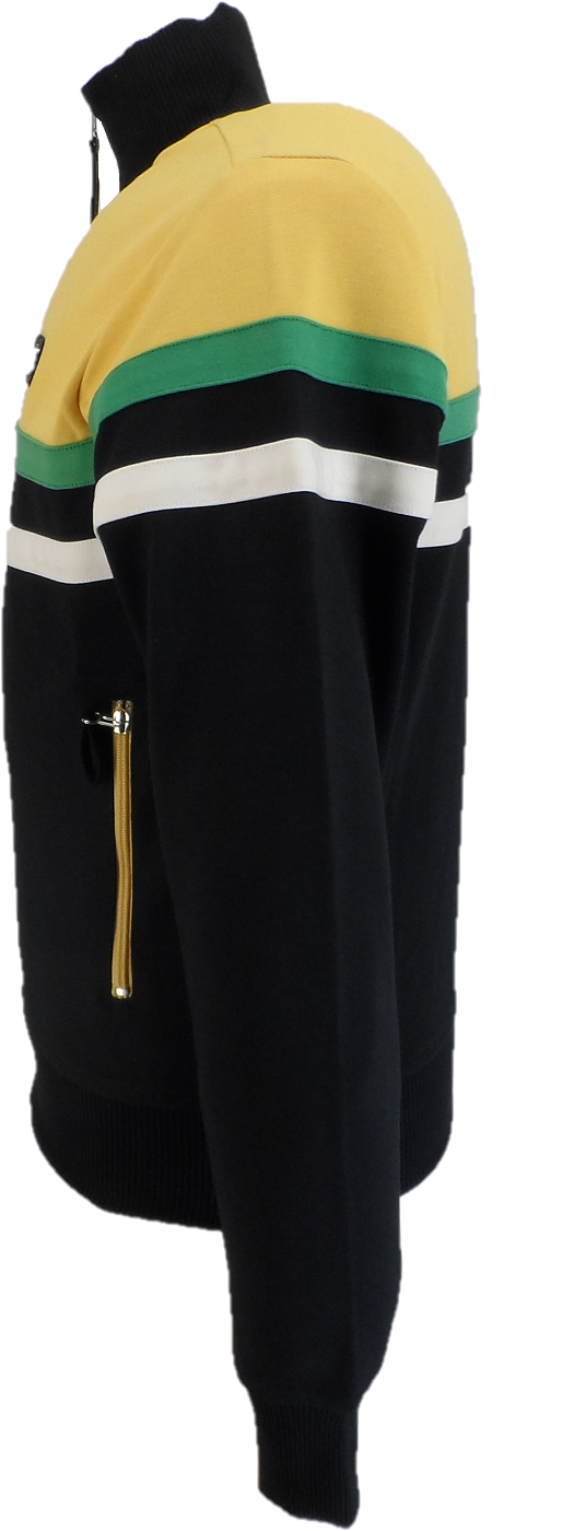 Trojan Mens Black Panel Stripe Track Tops