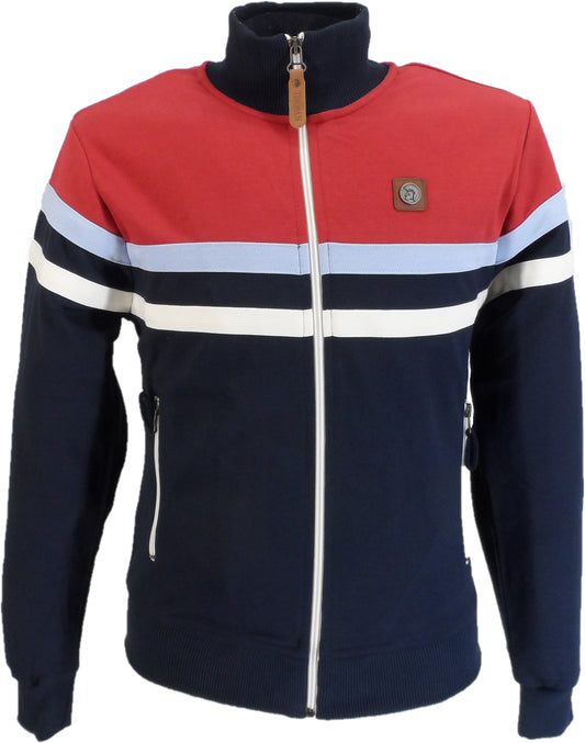 Trojan Mens Navy Blue Panel Stripe Track Tops