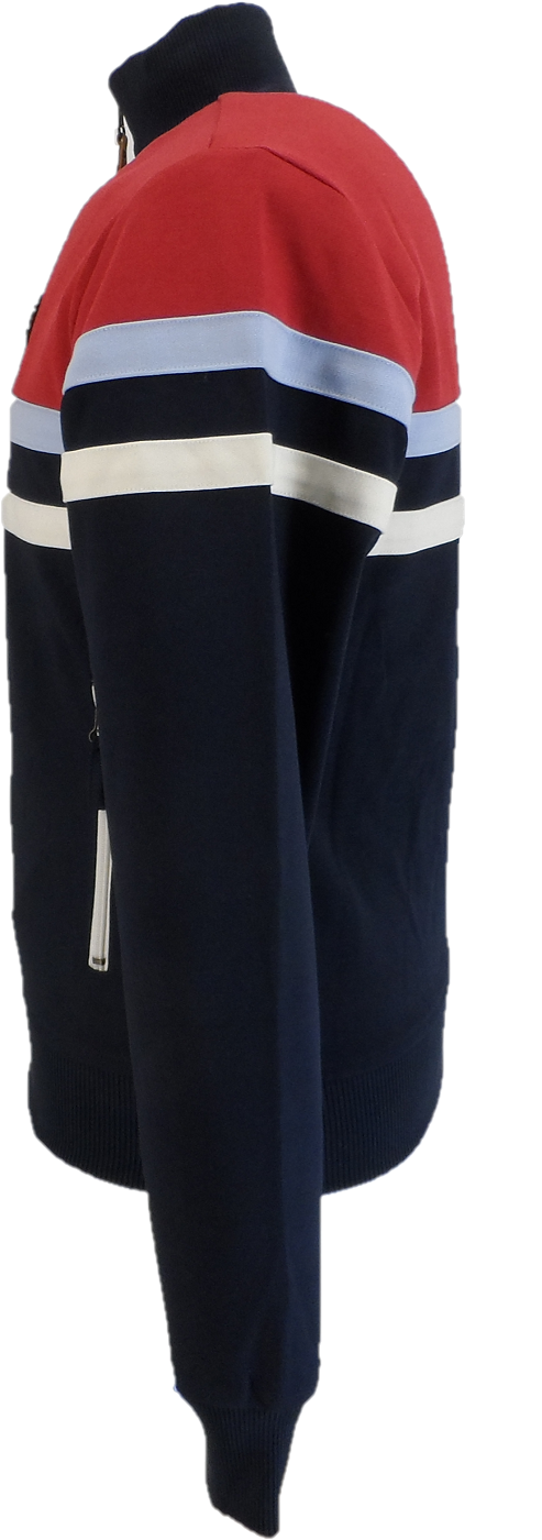 Trojan Mens Navy Blue Panel Stripe Track Tops