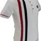 Trojan Mens Ecru Textured Racing Stripe Knitted Polo Shirt