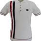 Trojan Mens Ecru Textured Racing Stripe Knitted Polo Shirt