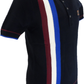 Trojan Mens Navy Textured Racing Stripe Knitted Polo Shirt