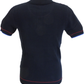 Trojan Mens Navy Textured Racing Stripe Knitted Polo Shirt