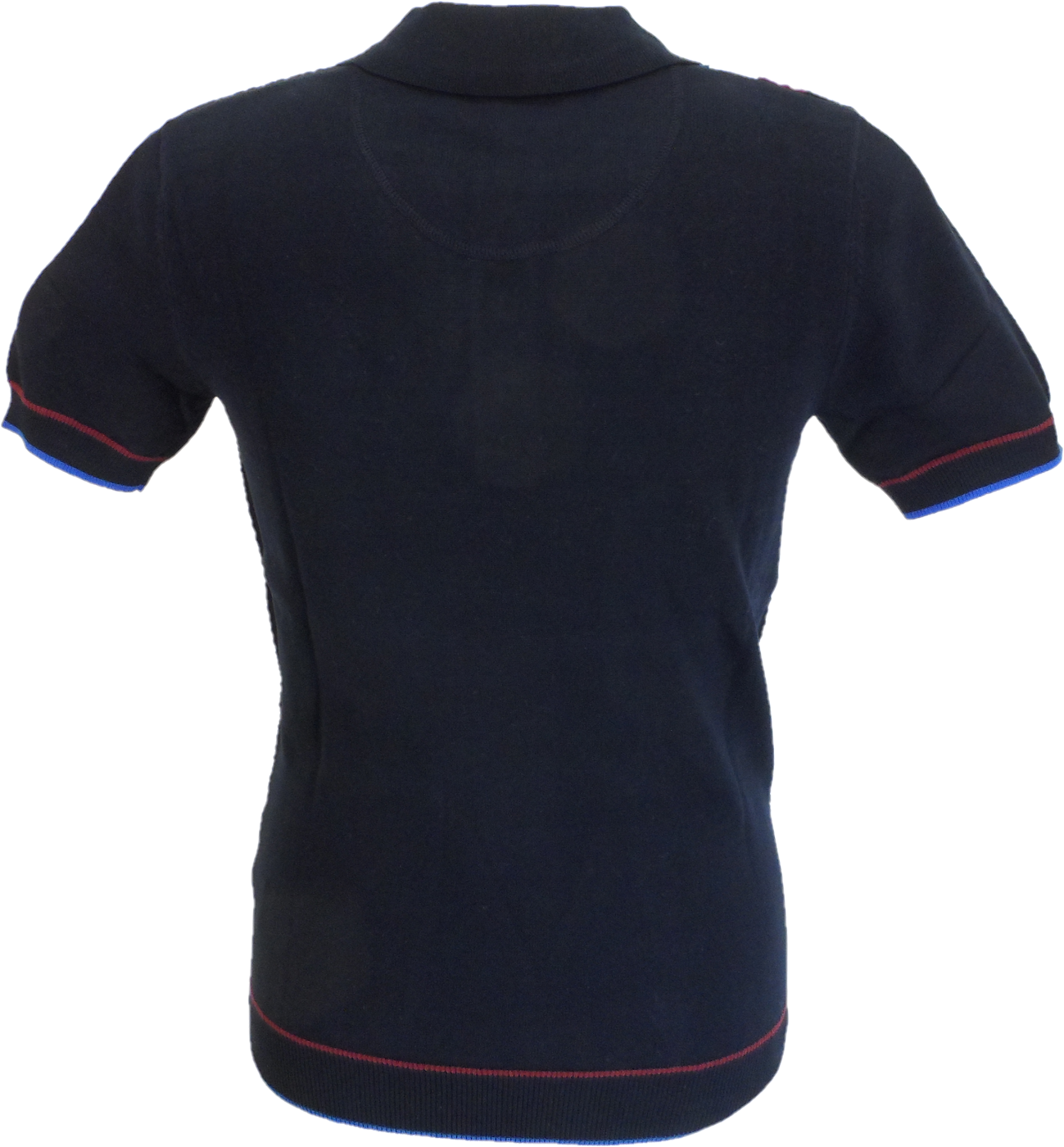 Trojan Mens Navy Textured Racing Stripe Knitted Polo Shirt