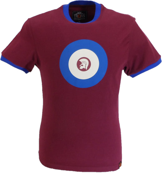 Trojan Mens Port Red Target Ringer logo T-Shirt