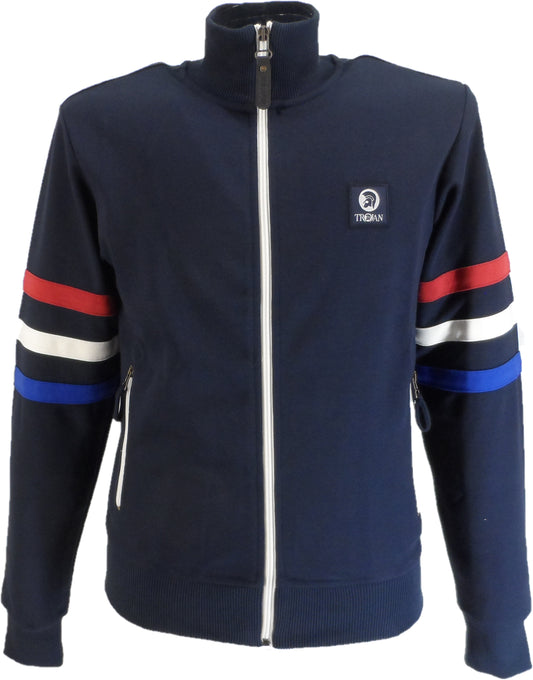 Trojan Mens Navy Blue Sleeve Stripe Zip Track Tops
