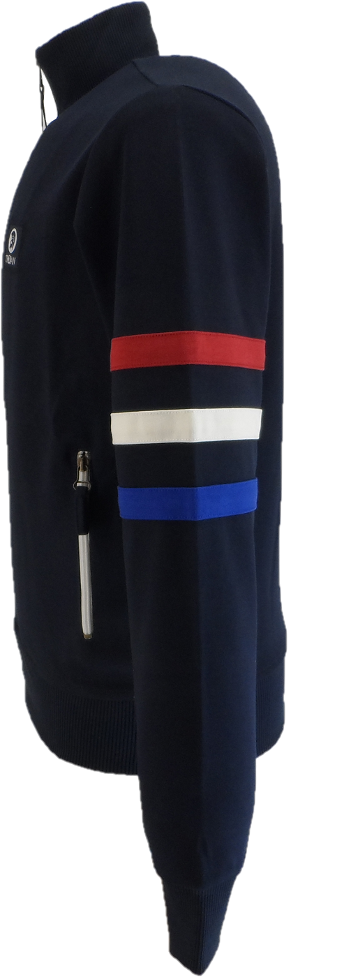Trojan Mens Navy Blue Sleeve Stripe Zip Track Tops