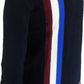 Trojan Mens Navy Blue Textured Racing Stripe Fine Gauge Turtle Neck