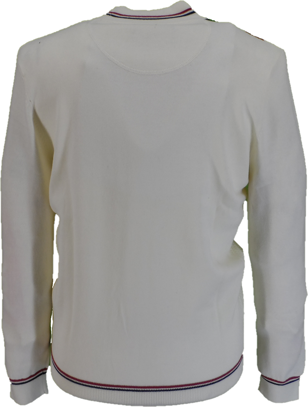 Trojan Mens Ecru Textured Racing Stripe Fine Gauge Turtle Neck