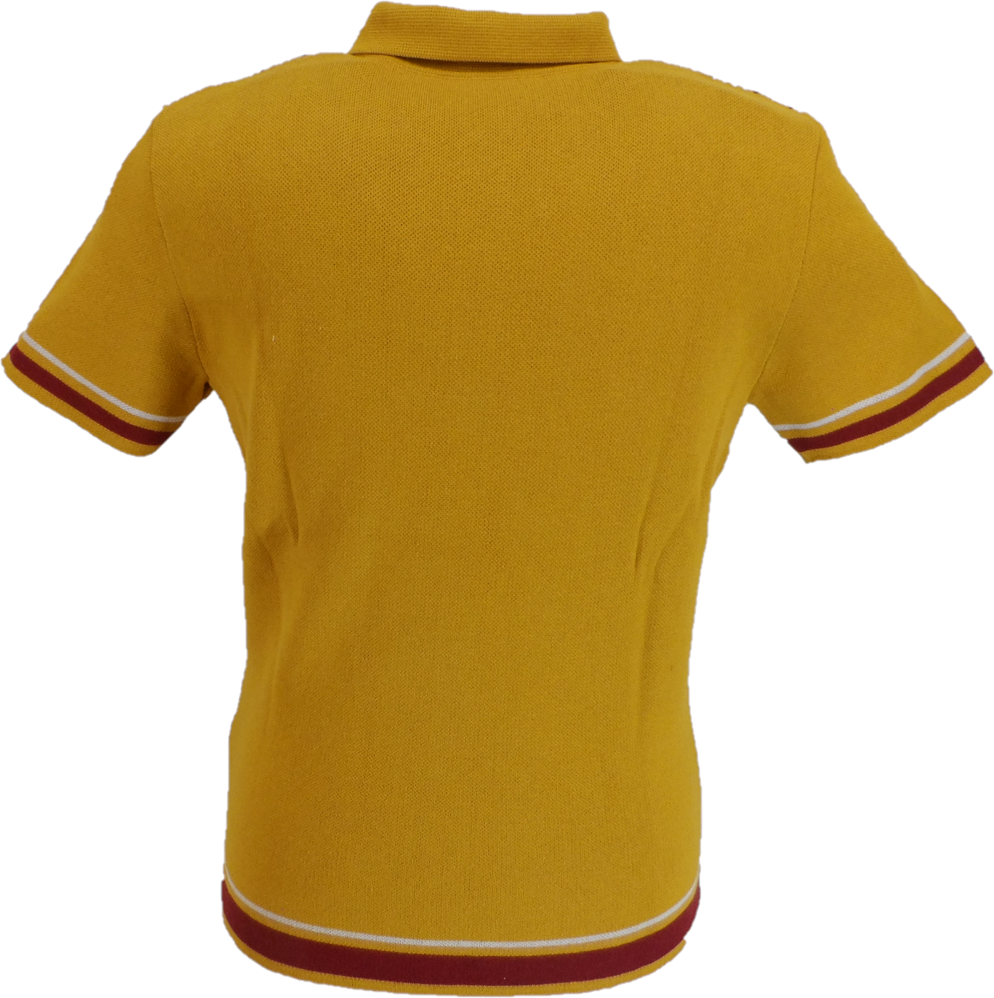 Relco Mens Mustard Retro Striped Knitted Polo Cardigan