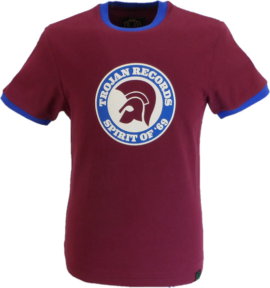 Trojan Records Mens Port Red Spirit of 69 100% Cotton Peach T-Shirt