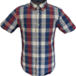 Ben Sherman Mens Dark Red Block Check Short Sleeved Shirt