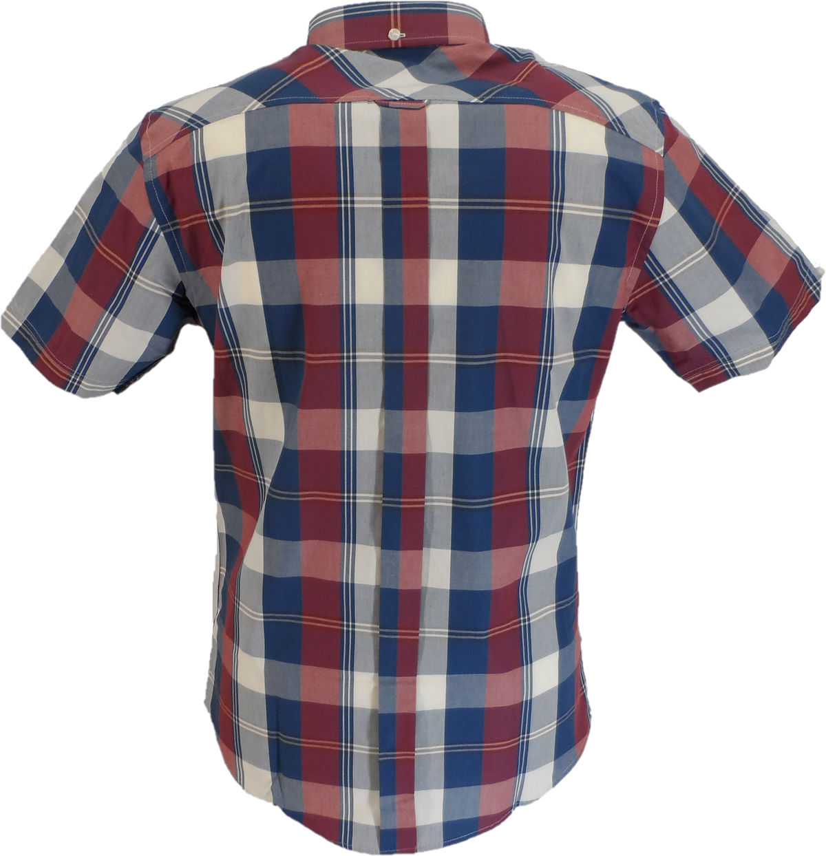 Ben Sherman Mens Dark Red Block Check Short Sleeved Shirt
