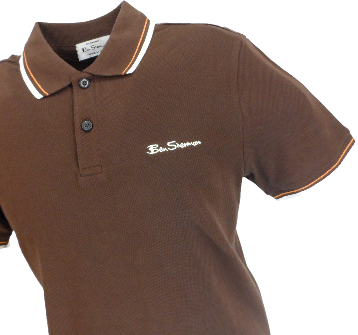 Ben Sherman Men's Signature Dark Brown 100% Cotton Polo Shirt