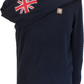 Trojan Mens Navy Blue Union Flag Elbow Fine Gauge Jumper