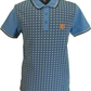 Lambretta Mens Dark Blue Houndstooth Print Cotton Polo Shirts