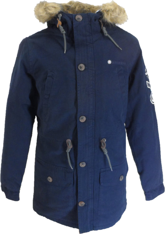 Lambretta Mens Dark Navy Retro Fishtail Parka