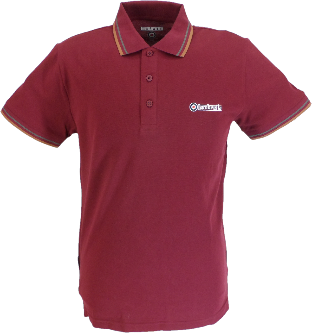 Lambretta Burgundy Retro Target Logo 100% Cotton Polo Shirts