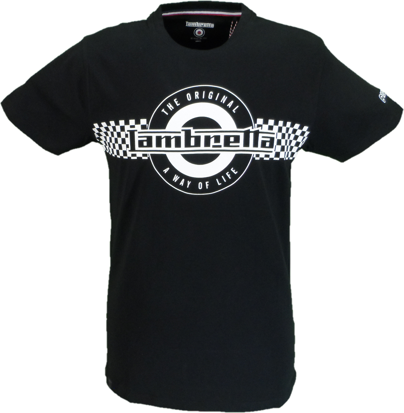 Lambretta Mens Black Target Check T Shirt