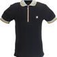 Trojan Mens Black Oxford Collar Zip Pique Polo Shirt