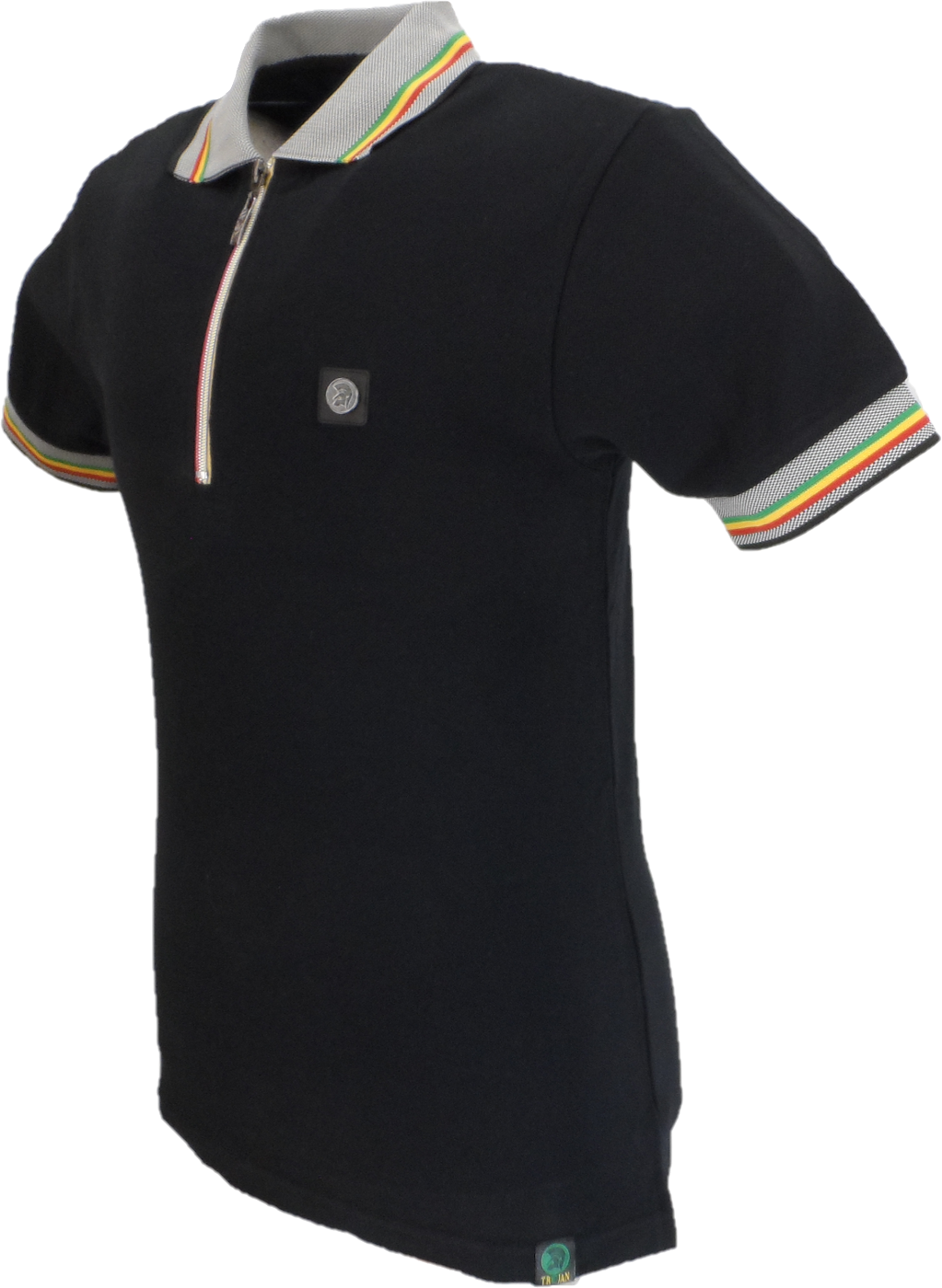 Trojan Mens Black Oxford Collar Zip Pique Polo Shirt