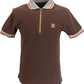 Trojan Mens Brown Oxford Collar Zip Pique Polo Shirt