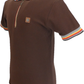 Trojan Mens Brown Oxford Collar Zip Pique Polo Shirt