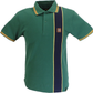 Trojan Mens Green Stripe Front Pique Tipped Polo Shirt