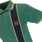 Trojan Mens Green Stripe Front Pique Tipped Polo Shirt