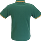 Trojan Mens Green Stripe Front Pique Tipped Polo Shirt
