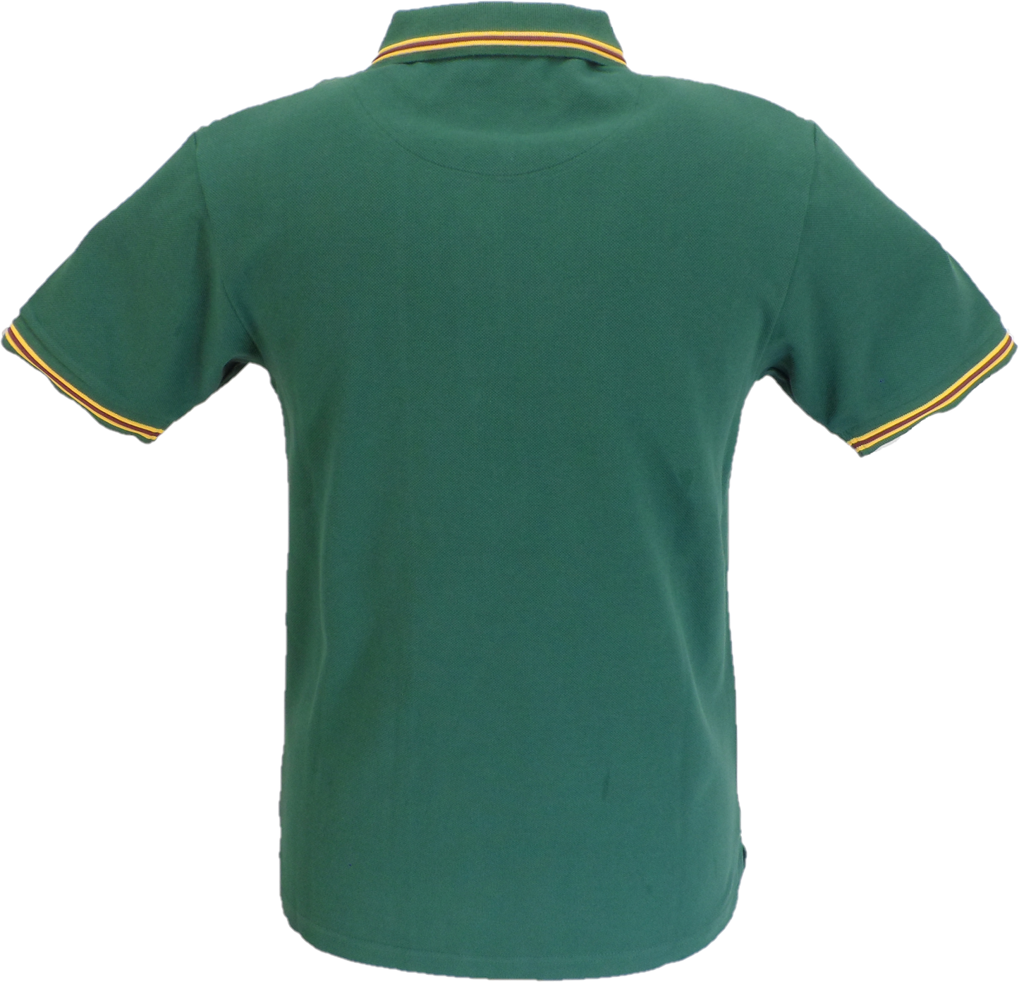 Trojan Mens Green Stripe Front Pique Tipped Polo Shirt