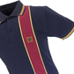 Trojan Mens Navy Blue Stripe Front Pique Tipped Polo Shirt