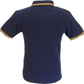 Trojan Mens Navy Blue Stripe Front Pique Tipped Polo Shirt