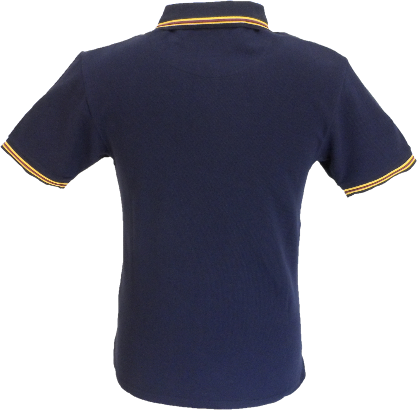 Trojan Mens Navy Blue Stripe Front Pique Tipped Polo Shirt