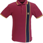 Trojan Mens Port Red Stripe Front Pique Tipped Polo Shirt